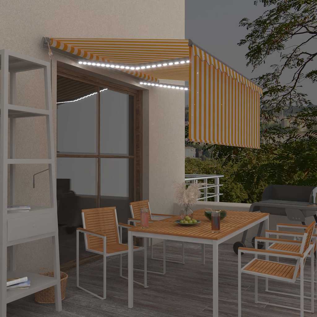 Automaatne varikatus, tuuleandur LED, 3,5x2,5 m, kollane, valge
