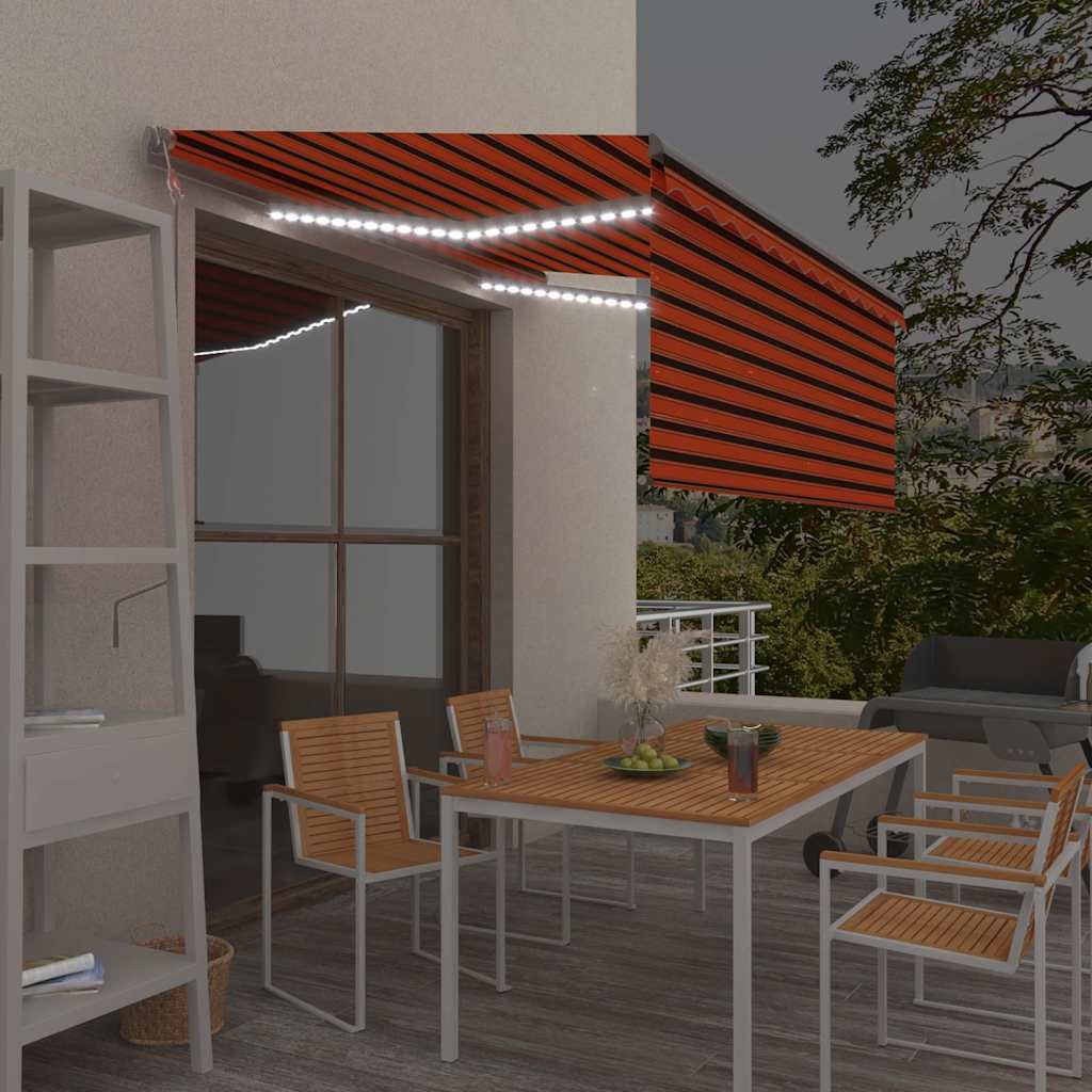Automaatne varikatus LED, tuuleandur, 3,5x2,5 m oranž/pruun