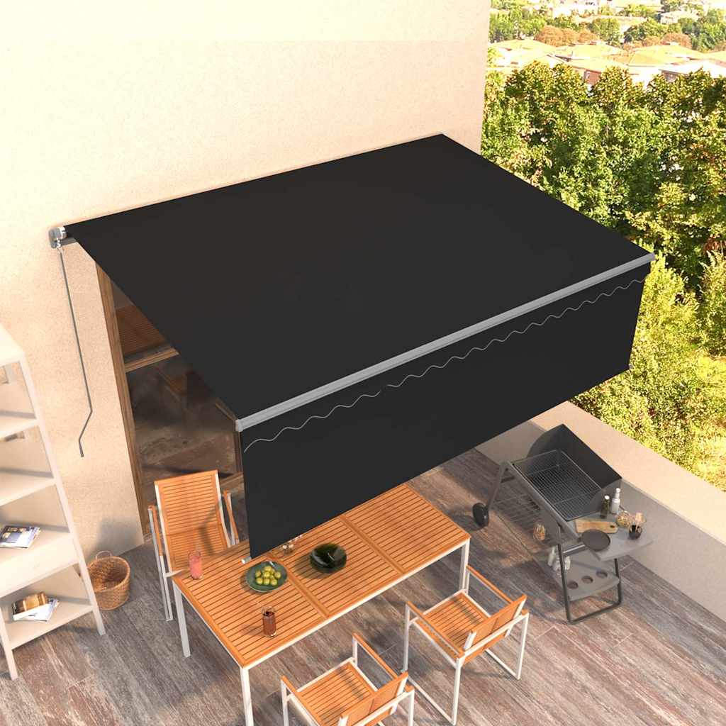 Käsitsi sissetõmmatav varikatus rulooga, 4x3m, antratsiithall