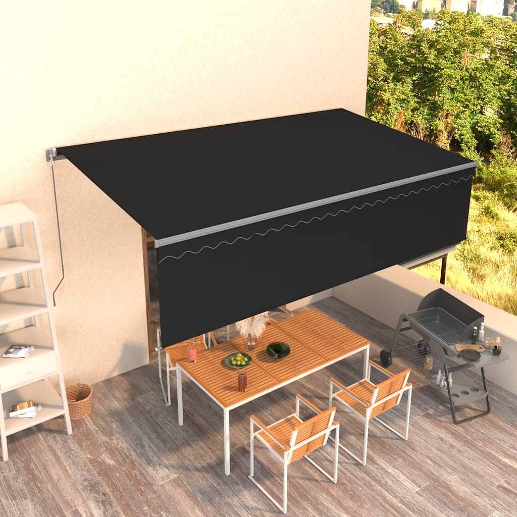 Käsitsi sissetõmmatav varikatus rulooga, 5 x 3 m, antratsiit