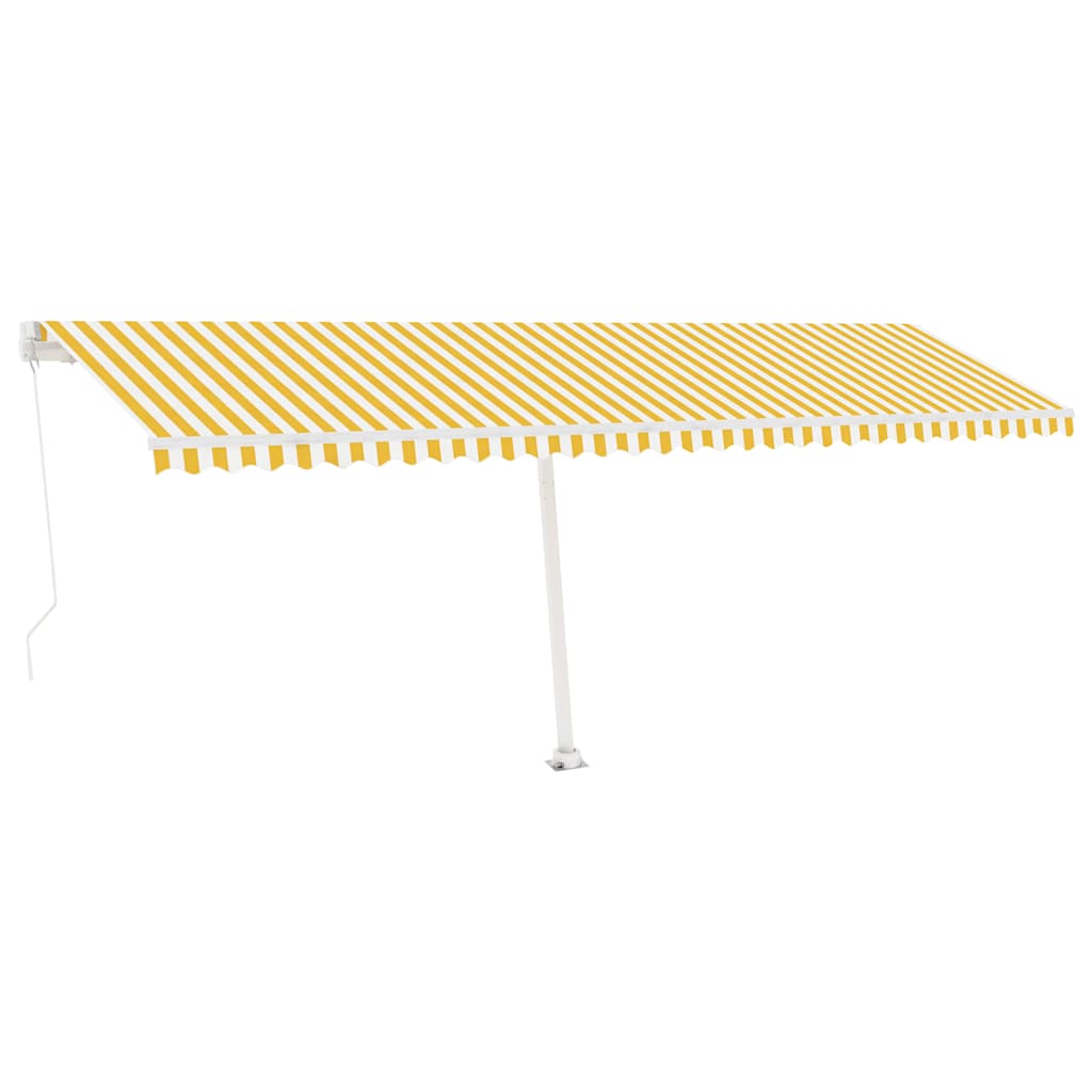 Iseseisev käsitsitõmmatav varikatus, 600x300 cm, kollane/valge