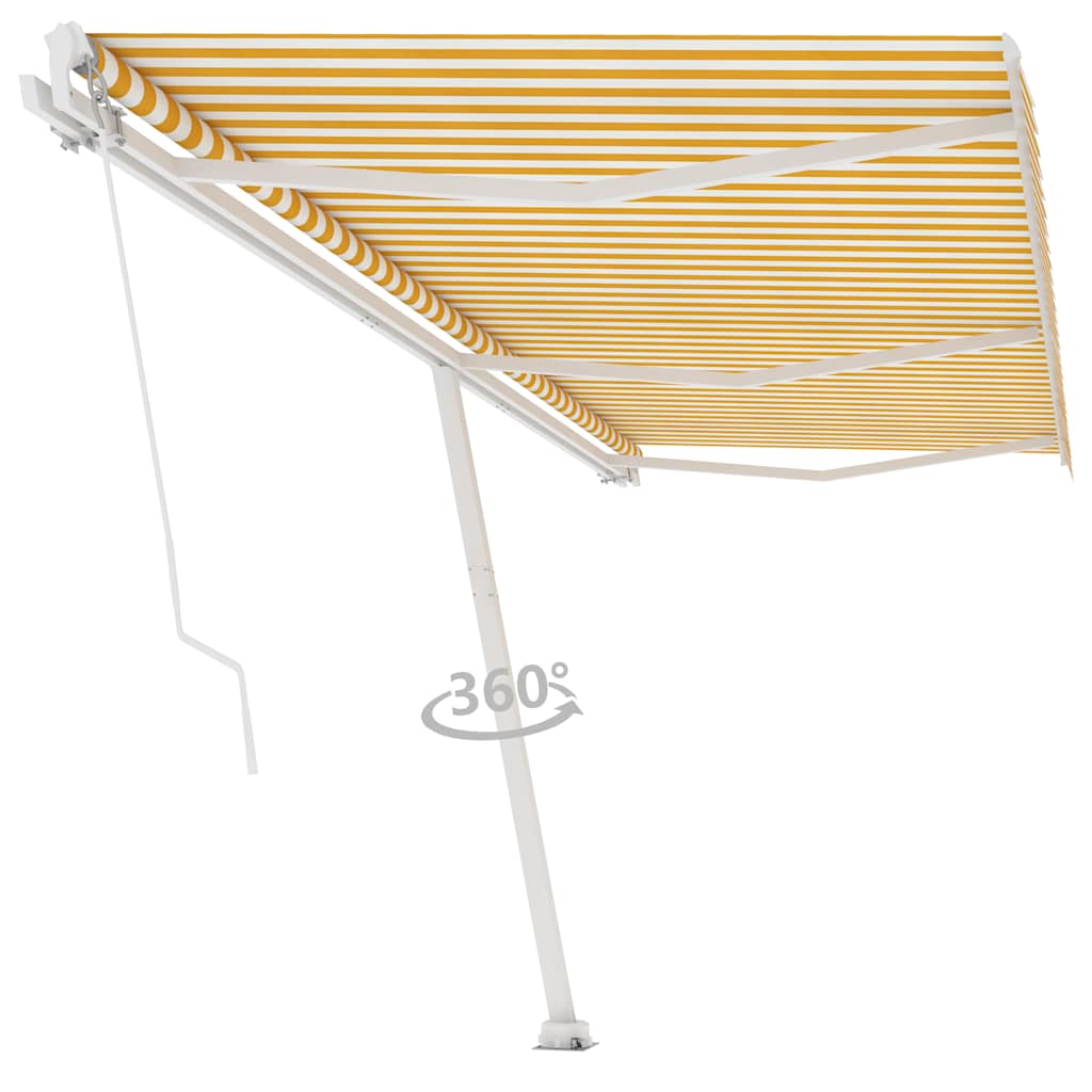 Iseseisev käsitsitõmmatav varikatus, 600x300 cm, kollane/valge