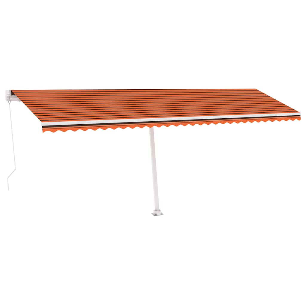 Iseseisev käsitsitõmmatav varikatus, 600 x 300 cm, oranž/pruun