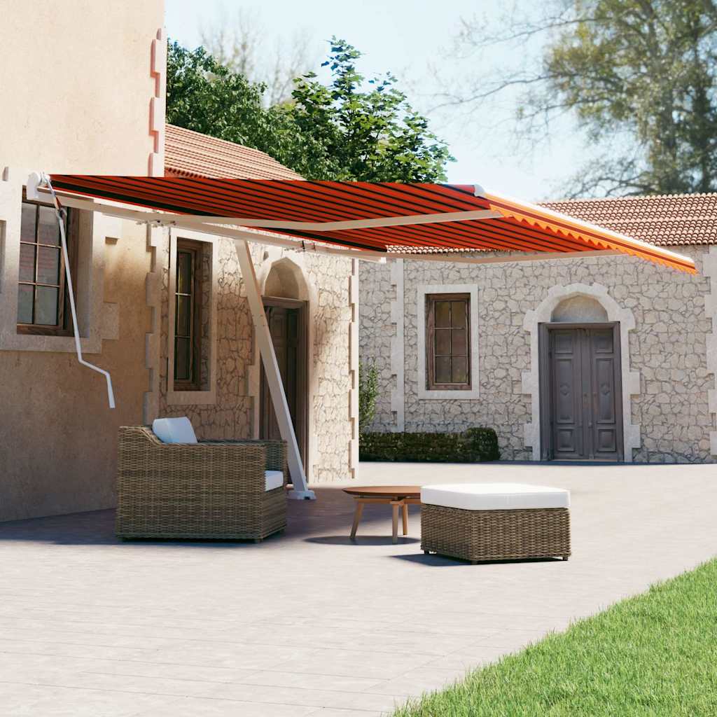 Iseseisev käsitsitõmmatav varikatus, 600 x 300 cm, oranž/pruun