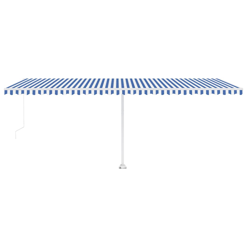 Käsitsi sissetõmmatav varikatus, LED, 600x300 cm, sinine/valge