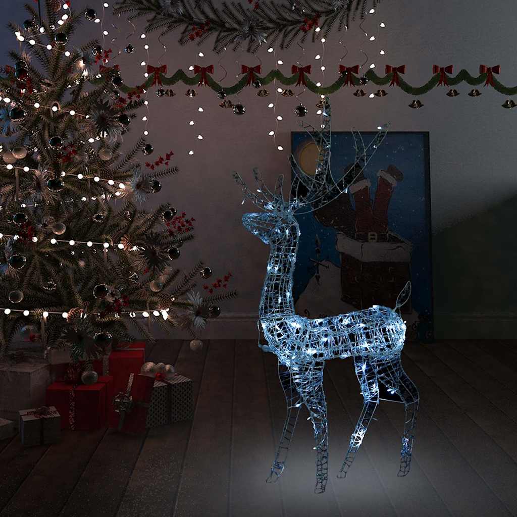 Akrüülist põhjapõder, 140 LEDi, 128 cm, külm valge
