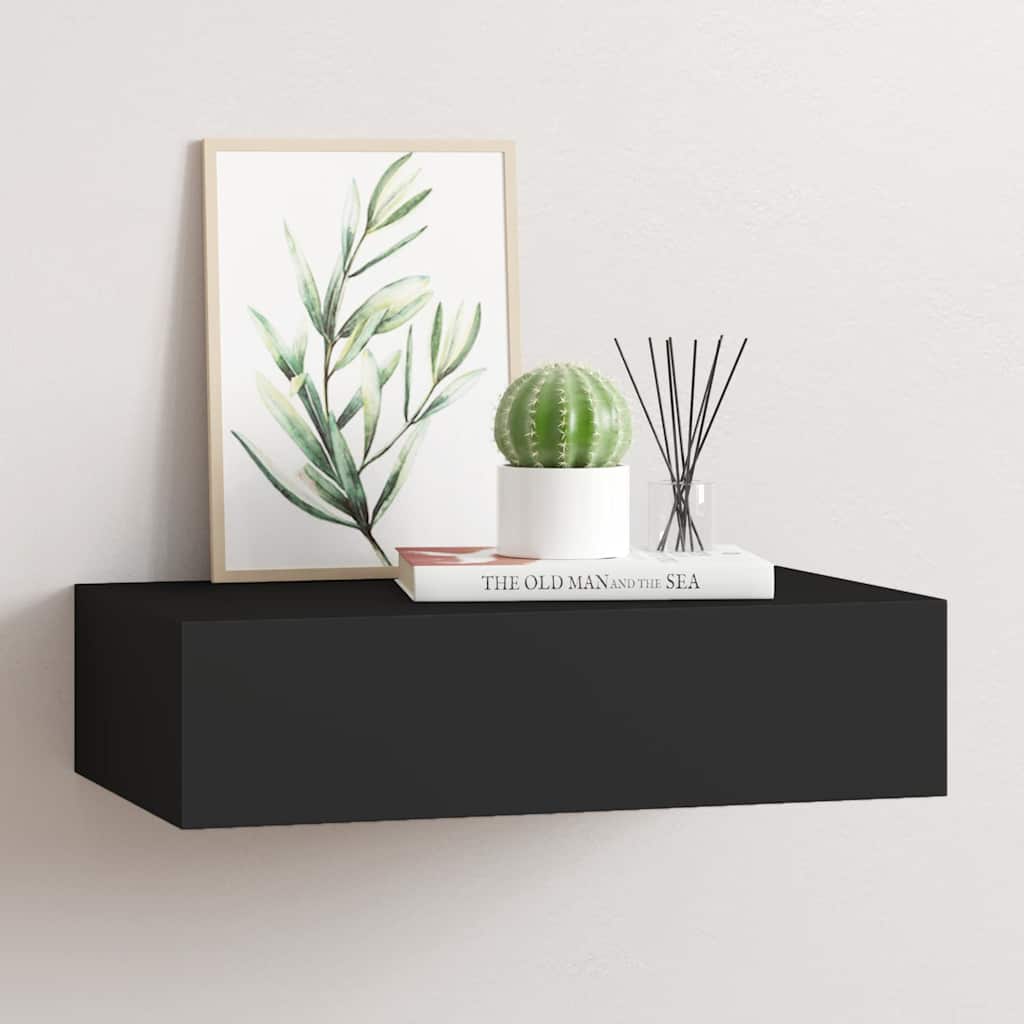 Sahtliga seinariiul, must 40x23,5x10 cm MDF