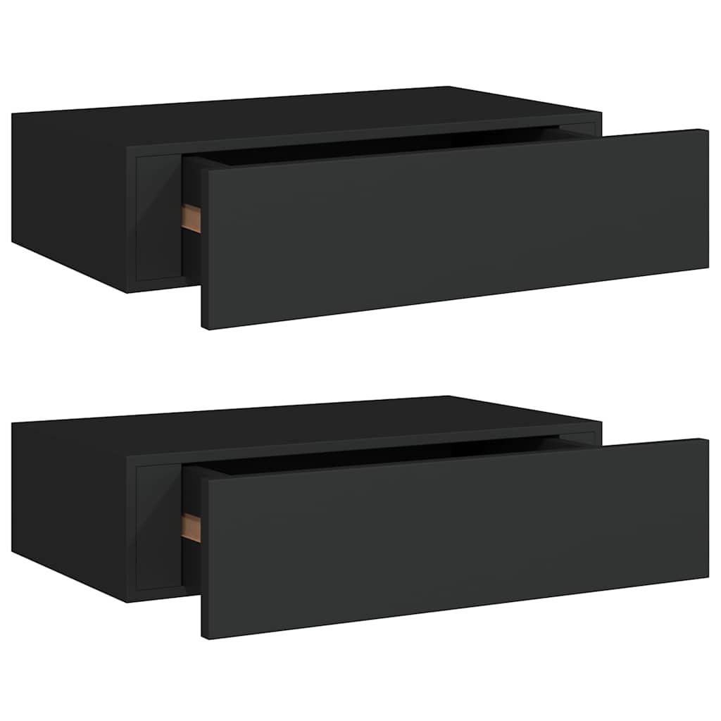 Sahtlitega seinariiulid, 2 tk, must, 40x23,5x10 cm MDF