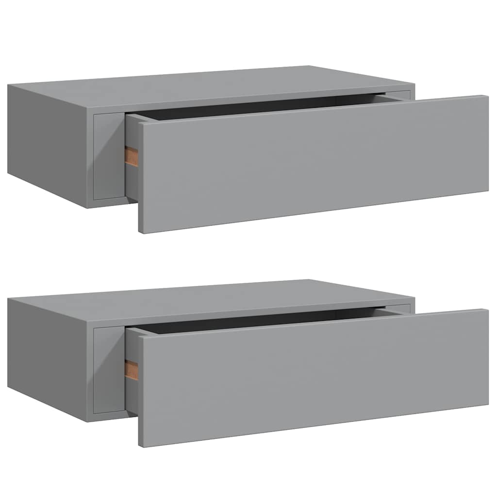 Sahtlitega seinariiulid, 2 tk, hall, 40x23,5x10 cm MDF