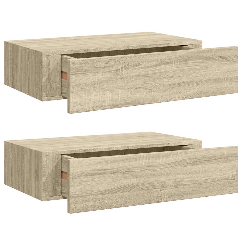 Sahtlitega seinariiulid, 2 tk, tamm, 40 x 23,5 x 10 cm MDF