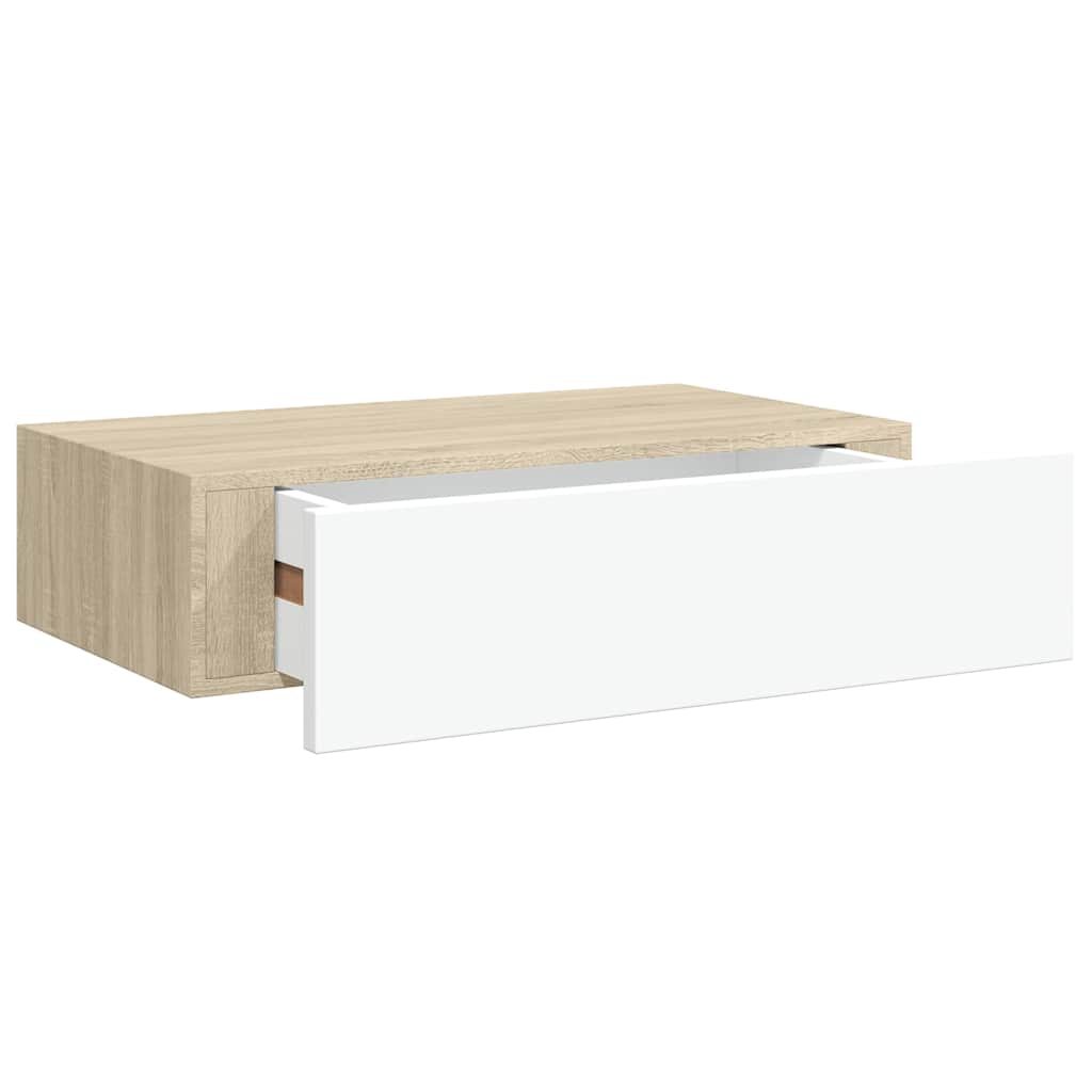 Seinale kinnitatav sahtliriiul, tamm ja valge, 40 x 23,5 x 10 cm, MDF