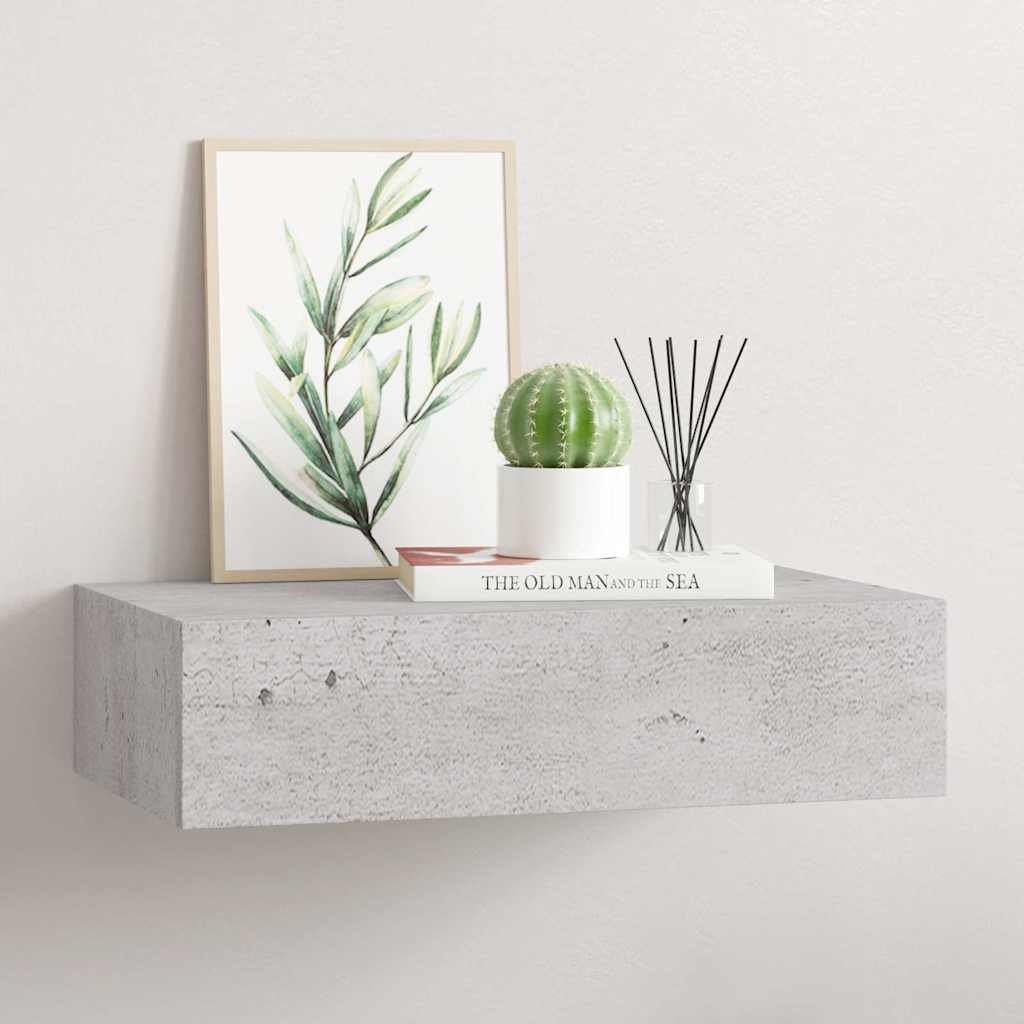 Sahtliga seinariiul, betoonhall 40 x 23,5 x 10 cm MDF