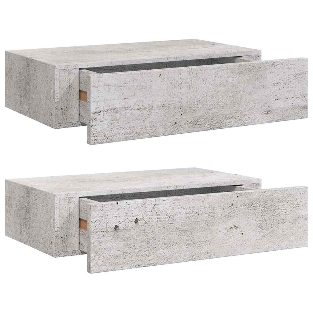 Sahtlitega seinariiulid, 2tk, betoonhall, 40 x 23,5 x 10cm MDF