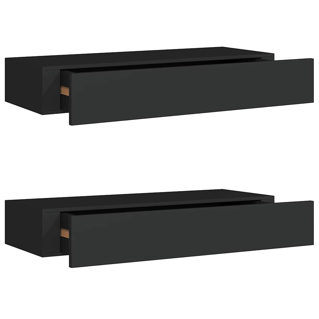 Sahtlitega seinariiulid, 2 tk, must, 60 x 23,5 x 10 cm, MDF
