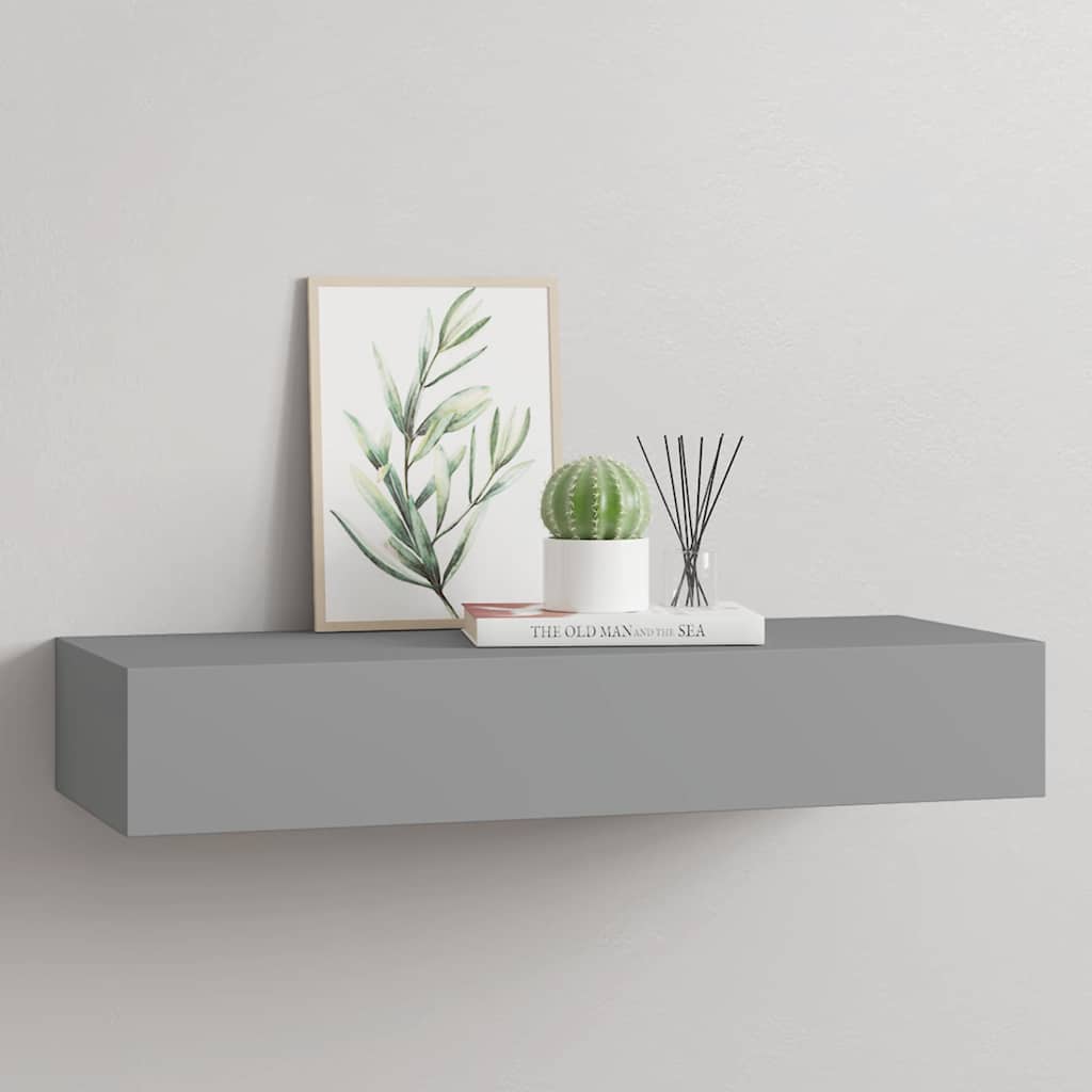Sahtliga seinariiul, hall, 60 x 23,5 x 10 cm, MDF