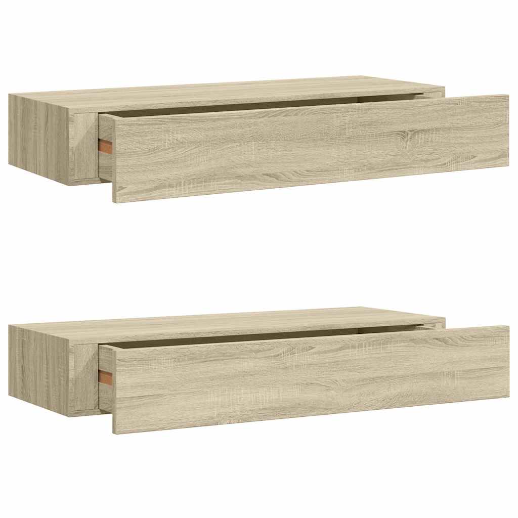 Sahtlitega seinariiulid, 2 tk, tamm, 60 x 23,5 x 10 cm, MDF