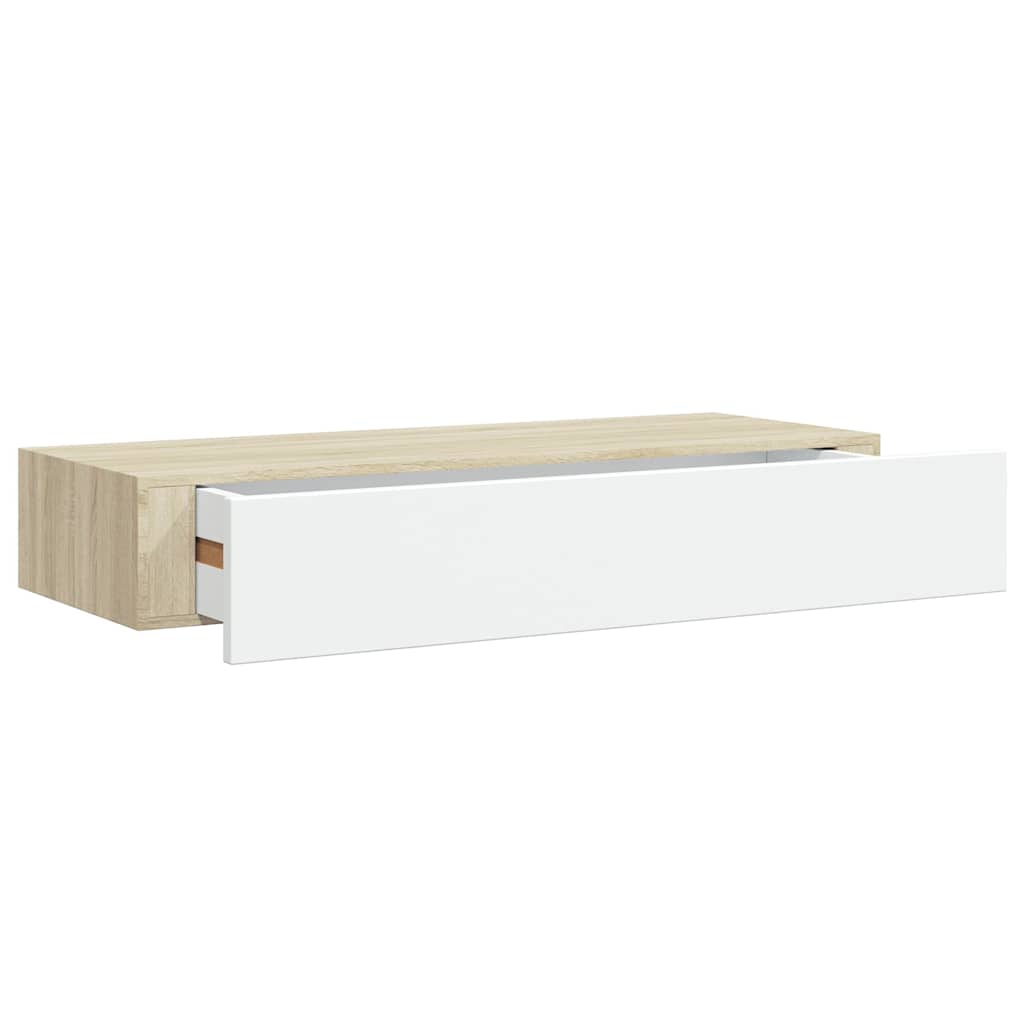Seinale kinnitatav sahtliriiul, tamm ja valge, 60 x 23,5 x 10 cm, MDF