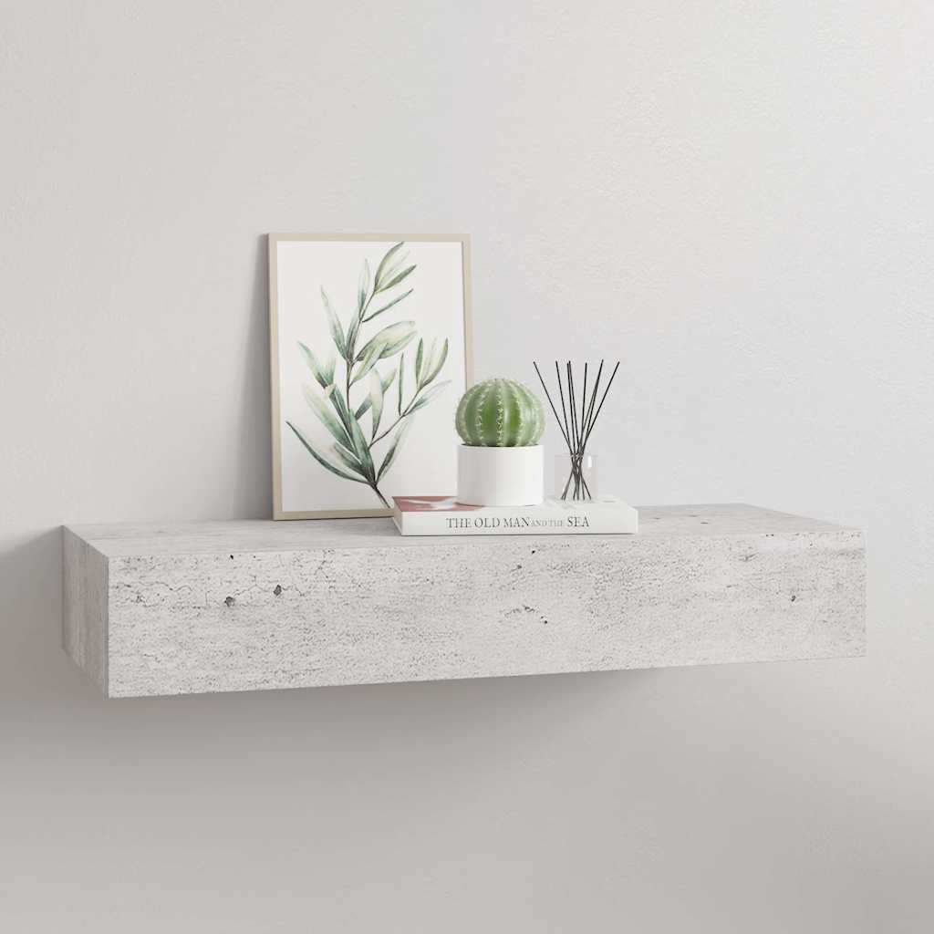 Sahtliga seinariiul, betoonhall, 60x23.5x10cm, MDF