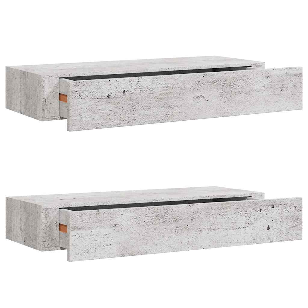 Sahtliga seinariiulid, 2 tk, betoonhall, 60x23.5x10cm, MDF