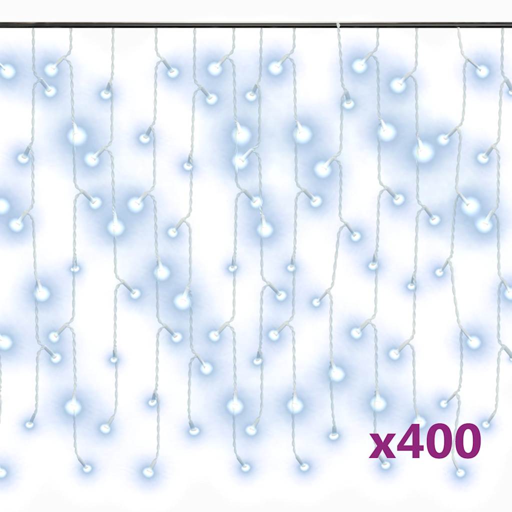 LED-valguskardin, 10 m, 400 LEDi, külm valge, 8 funktsiooni