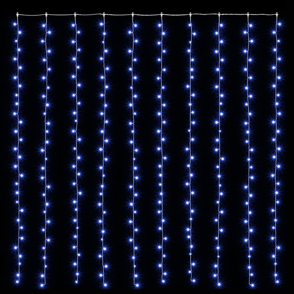 LED-tuledest kardin, 3 x 3 m, 300 LEDi, sinine, 8 funktsiooni