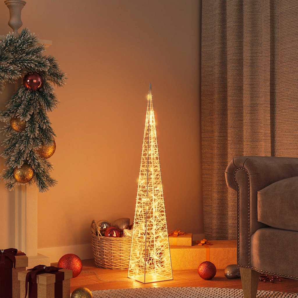 Akrüülist dekoratiivne valguskoonus, LED-tuli, soe valge, 90 cm