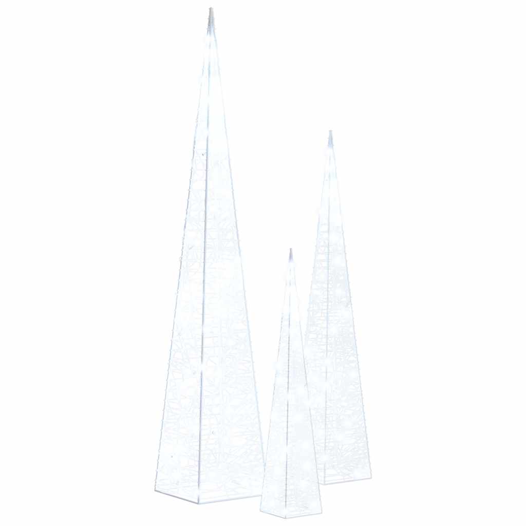 Akrüülist LED valguskoonusekomplekt, külm valge 30/45/60 cm