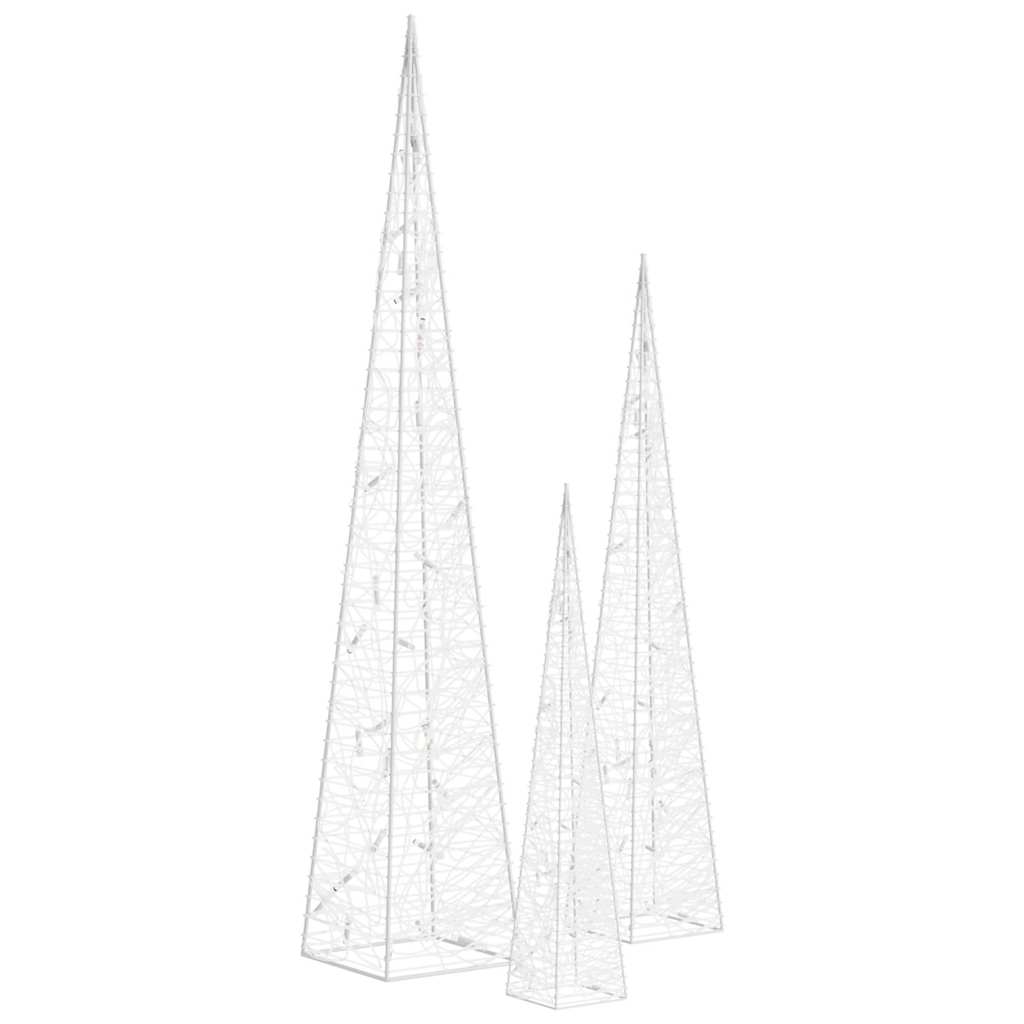Akrüülist LED valguskoonusekomplekt, külm valge 30/45/60 cm
