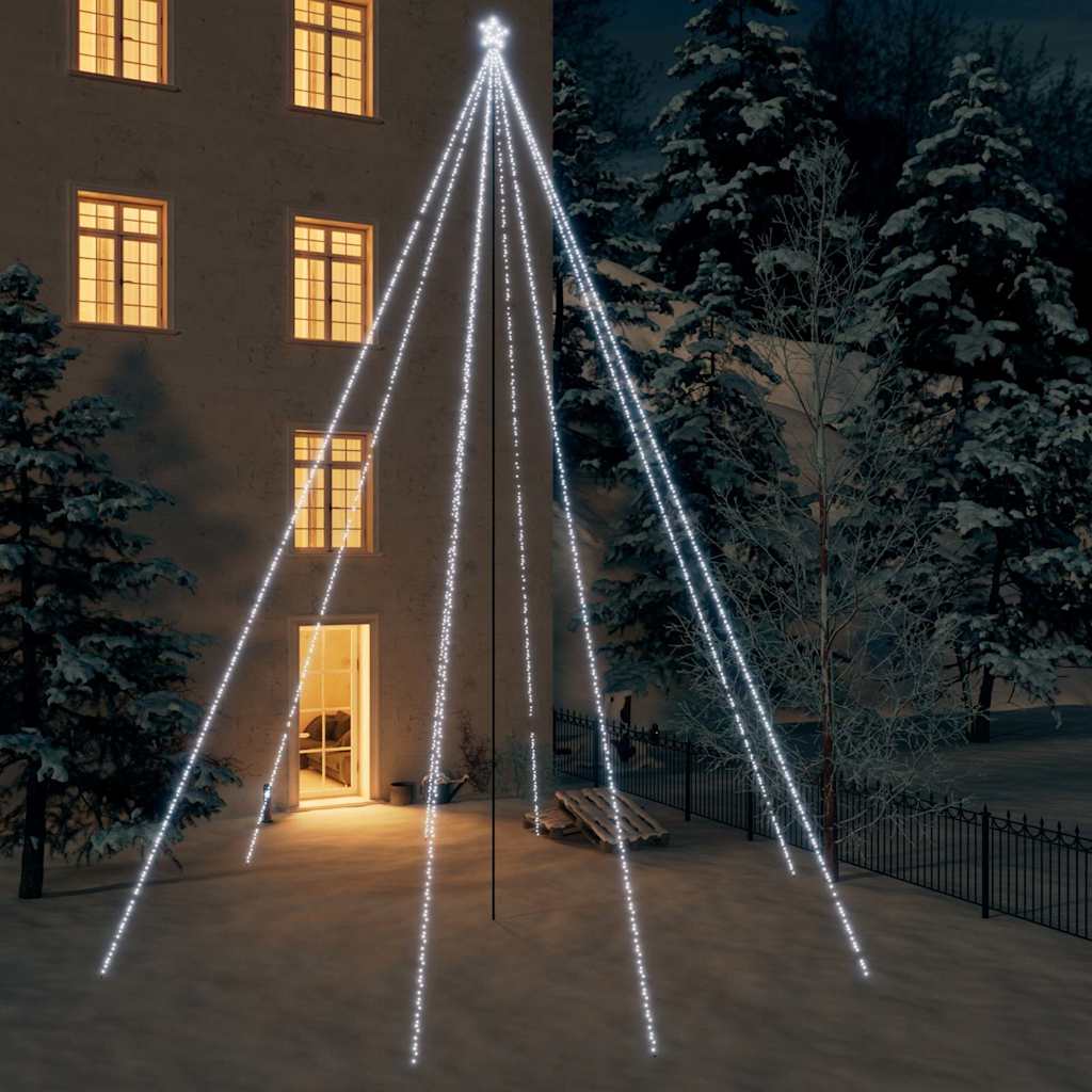 LED-jõulupuu, tuppa/õue, 1300 LEDi, külm valge, 8 m