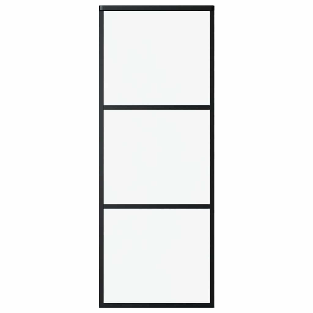 Liuguks 3-paneeliline, ESG-klaas ja alumiinium, 76x205 cm, must