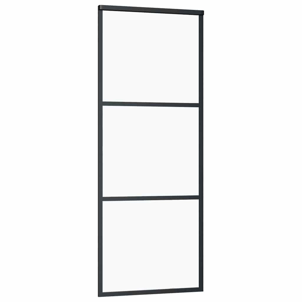 Liuguks 3-paneeliline, ESG-klaas ja alumiinium, 76x205 cm, must