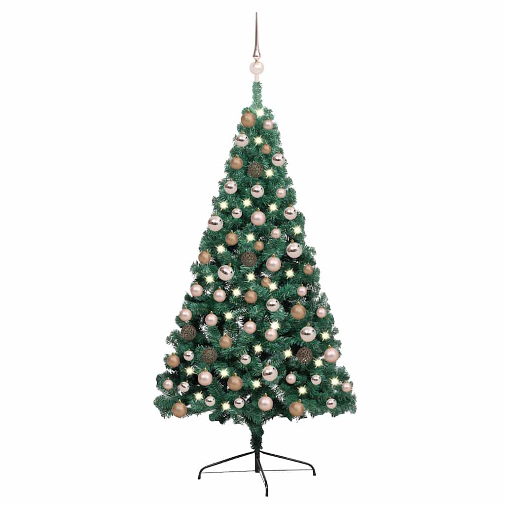 Valgustusega poolik kunstkuusk alusega, roheline, 120 cm