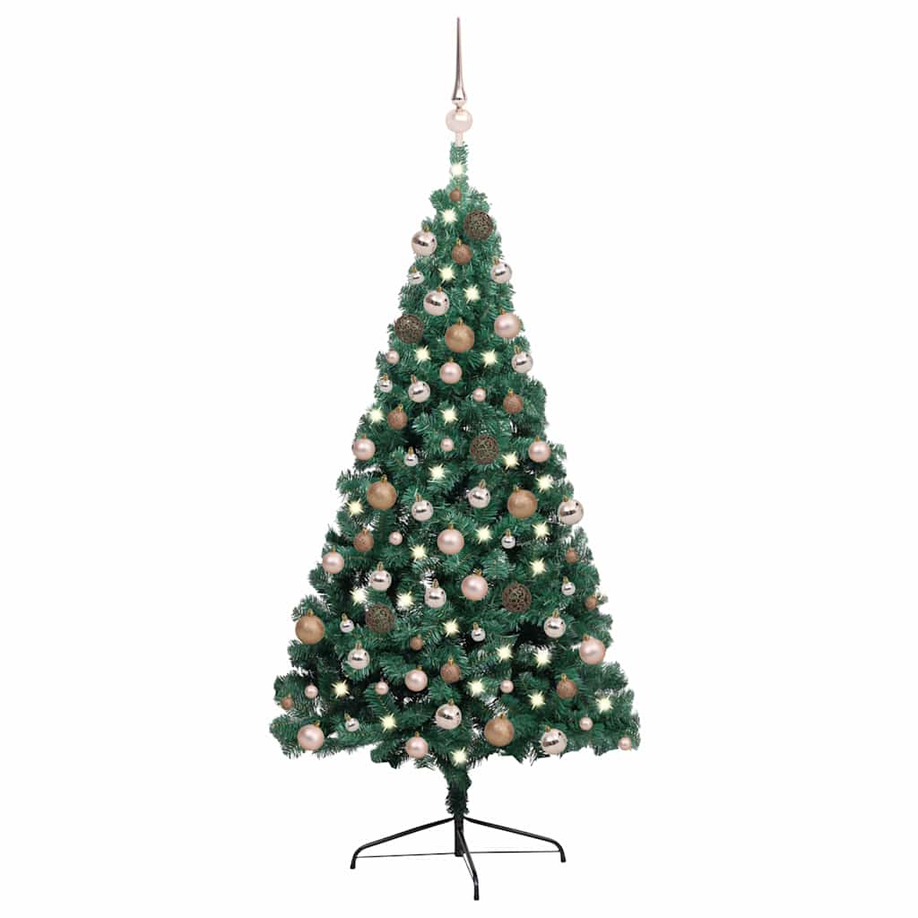Valgustusega poolik kunstkuusk alusega, roheline, 240 cm