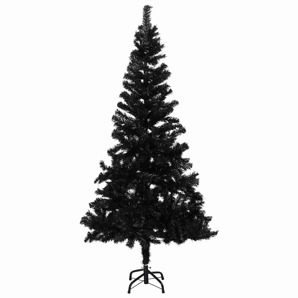 Valgustusega kunstkuusk kuulidega, must, 120 cm, PVC