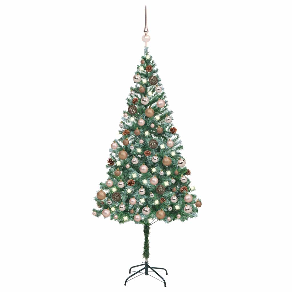 Härmas valgustusega kunstkuusk kuulide ja käbidega 180 cm