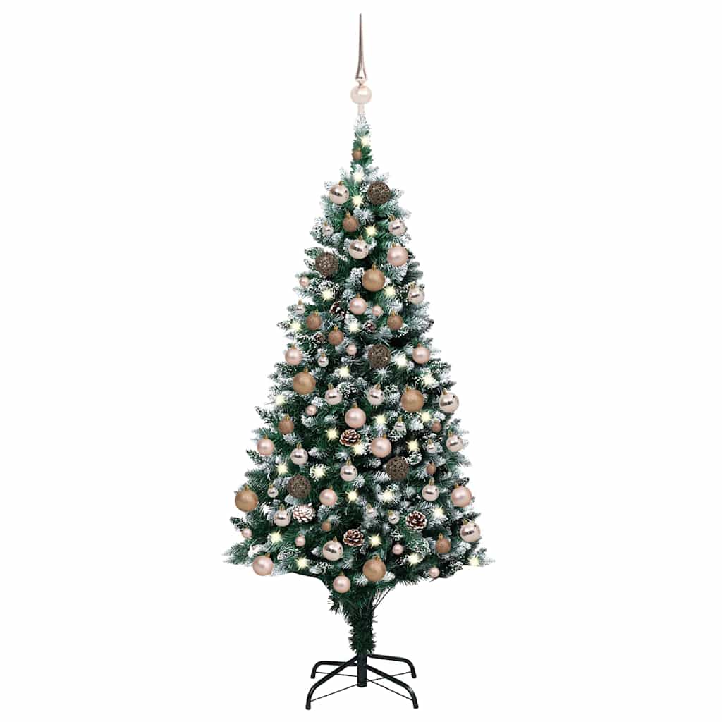 Tehisjõulupuu koos LED-de ja pallikomplekti ja käbidega 150 cm