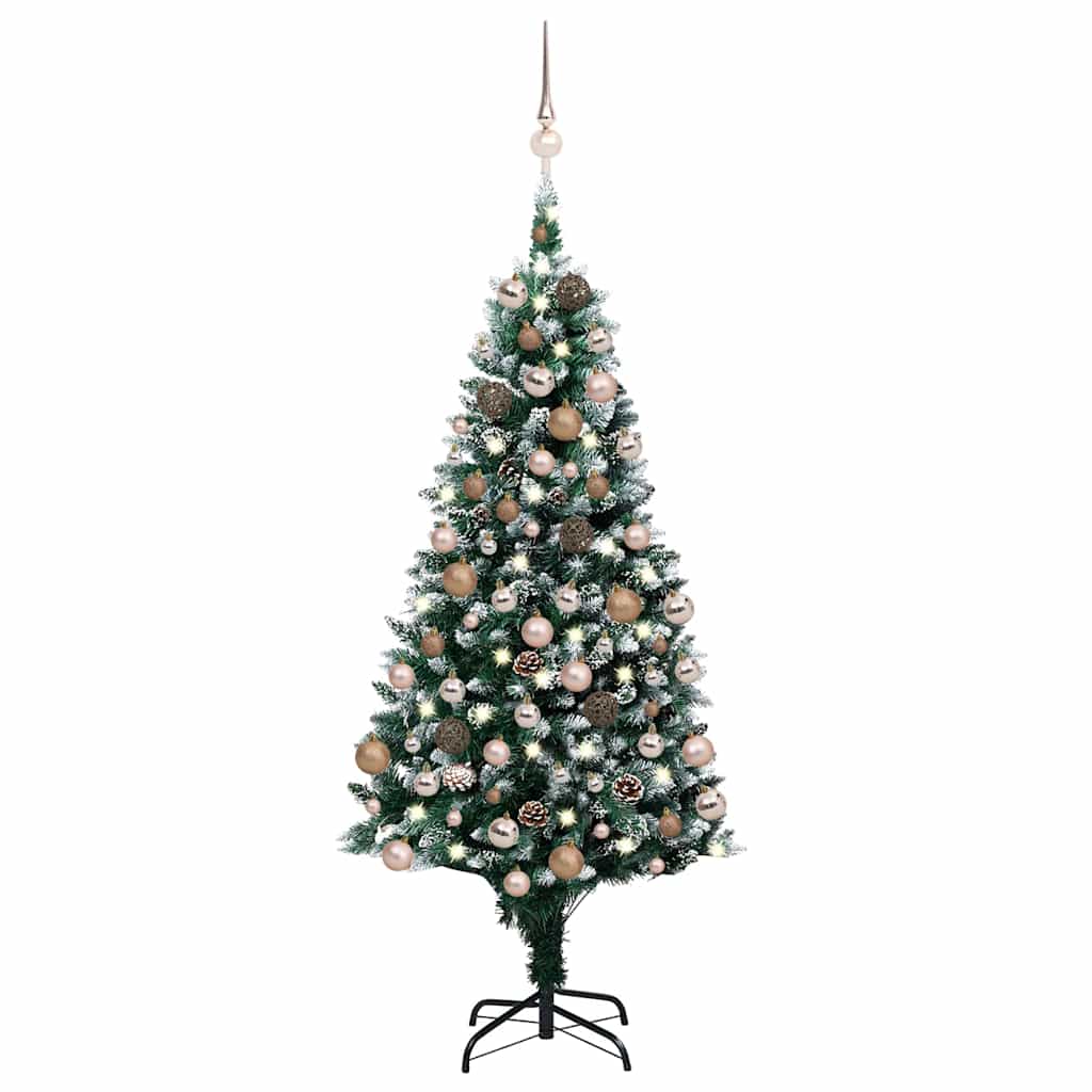 Tehisjõulupuu koos LED-de ja pallikomplekti ja käbidega 180 cm