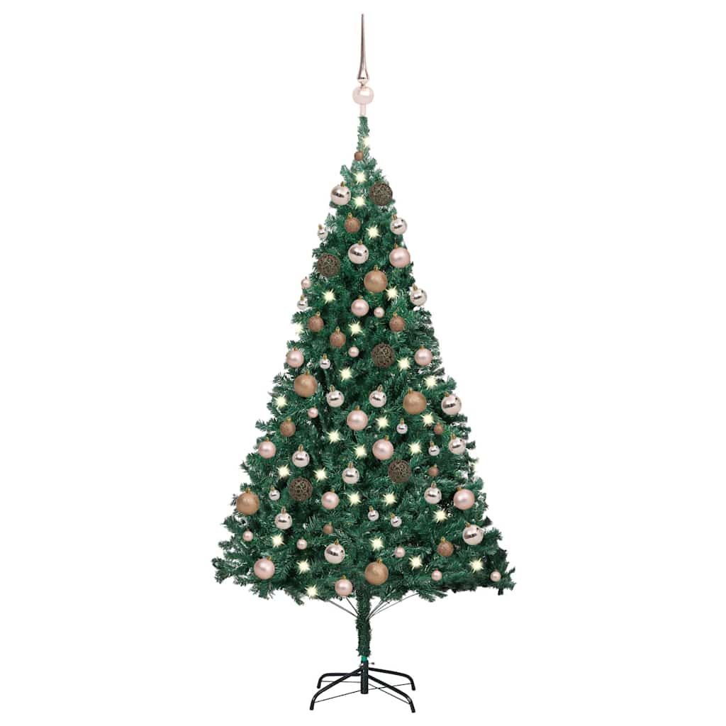 Valgustusega kunstkuusk kuulidega, roheline, 120 cm, PVC