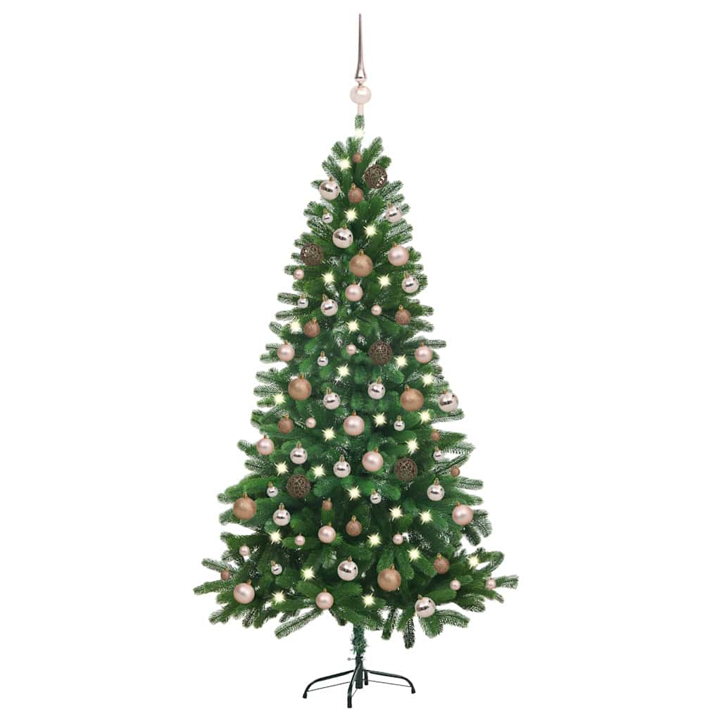 Valgustusega kunstkuusk kuulidega, roheline, 150 cm