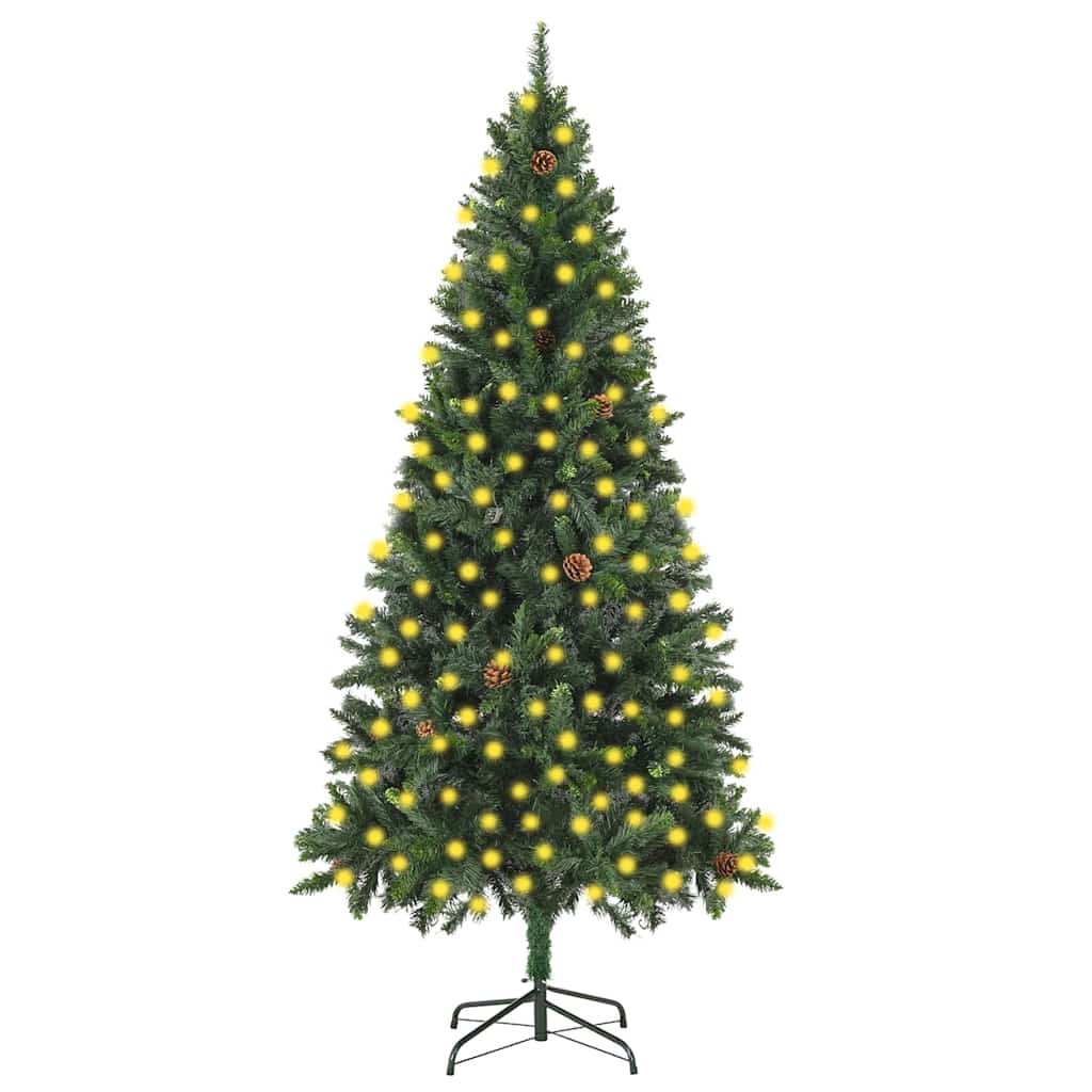 Valgustusega kunstkuusk männikäbidega, 210 cm