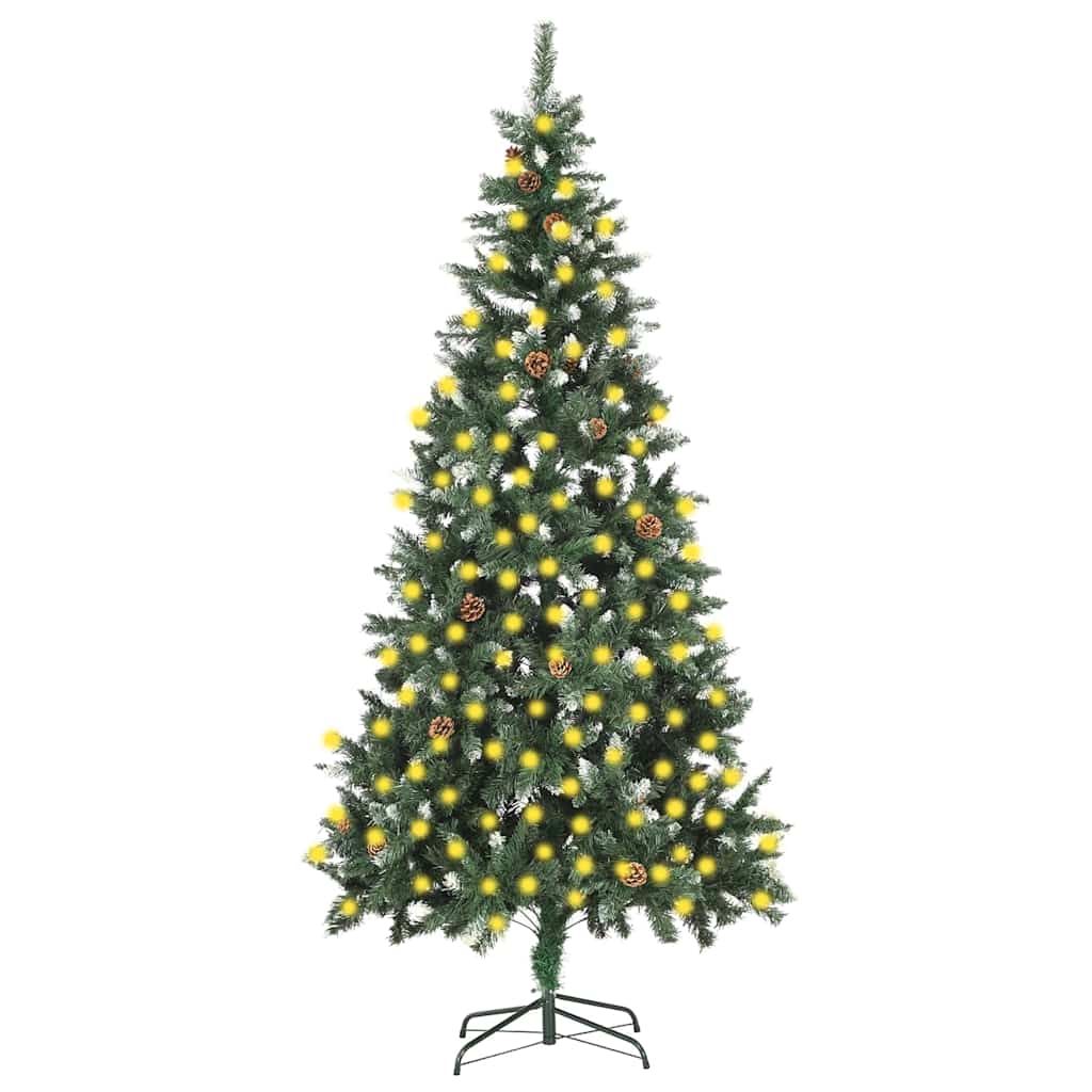 Valgustusega kunstkuusk männikäbidega, 210 cm