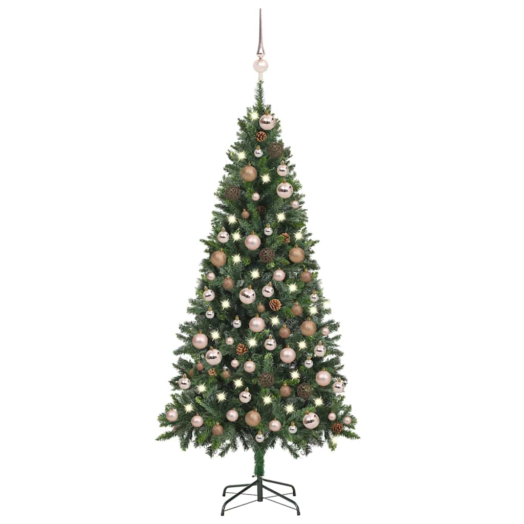 Härmas valgustusega kunstkuusk kuulide ja käbidega 180 cm