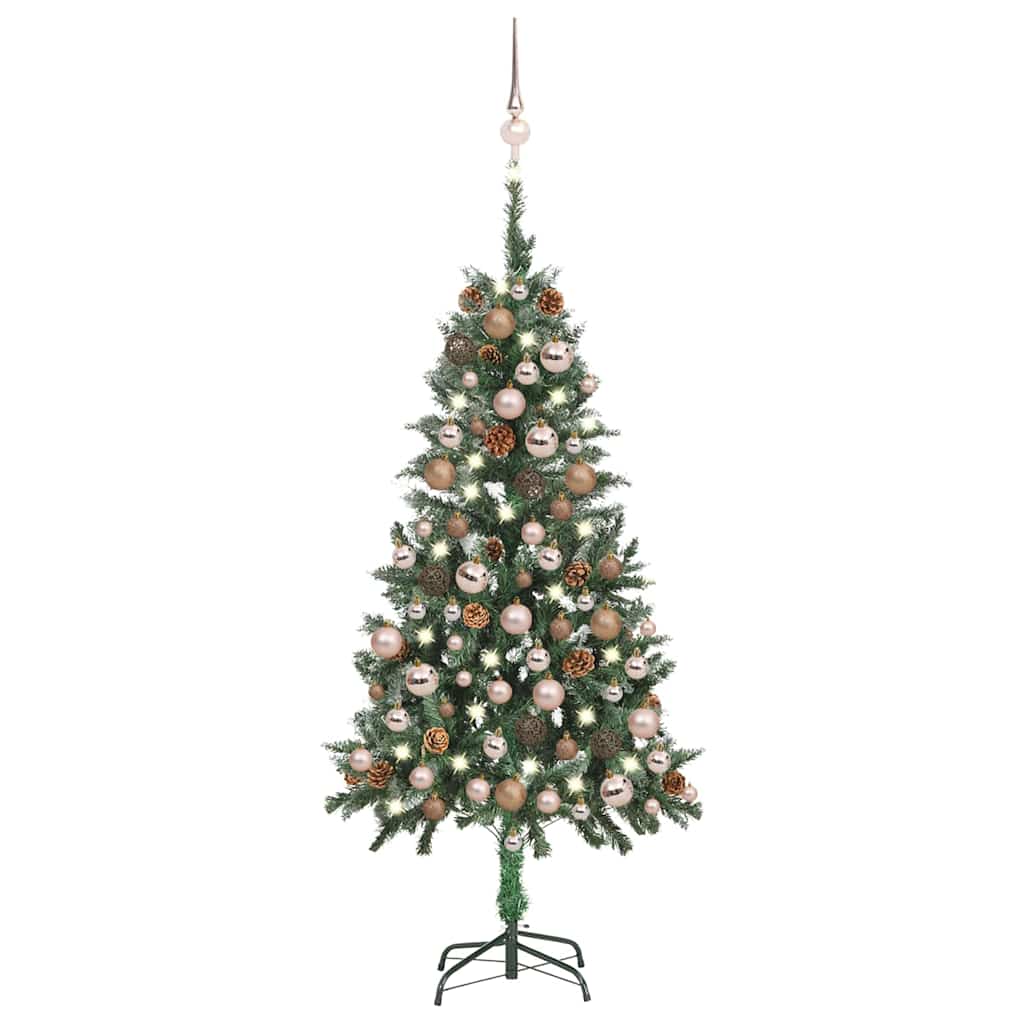 Härmas valgustusega kunstkuusk kuulide ja käbidega 150 cm
