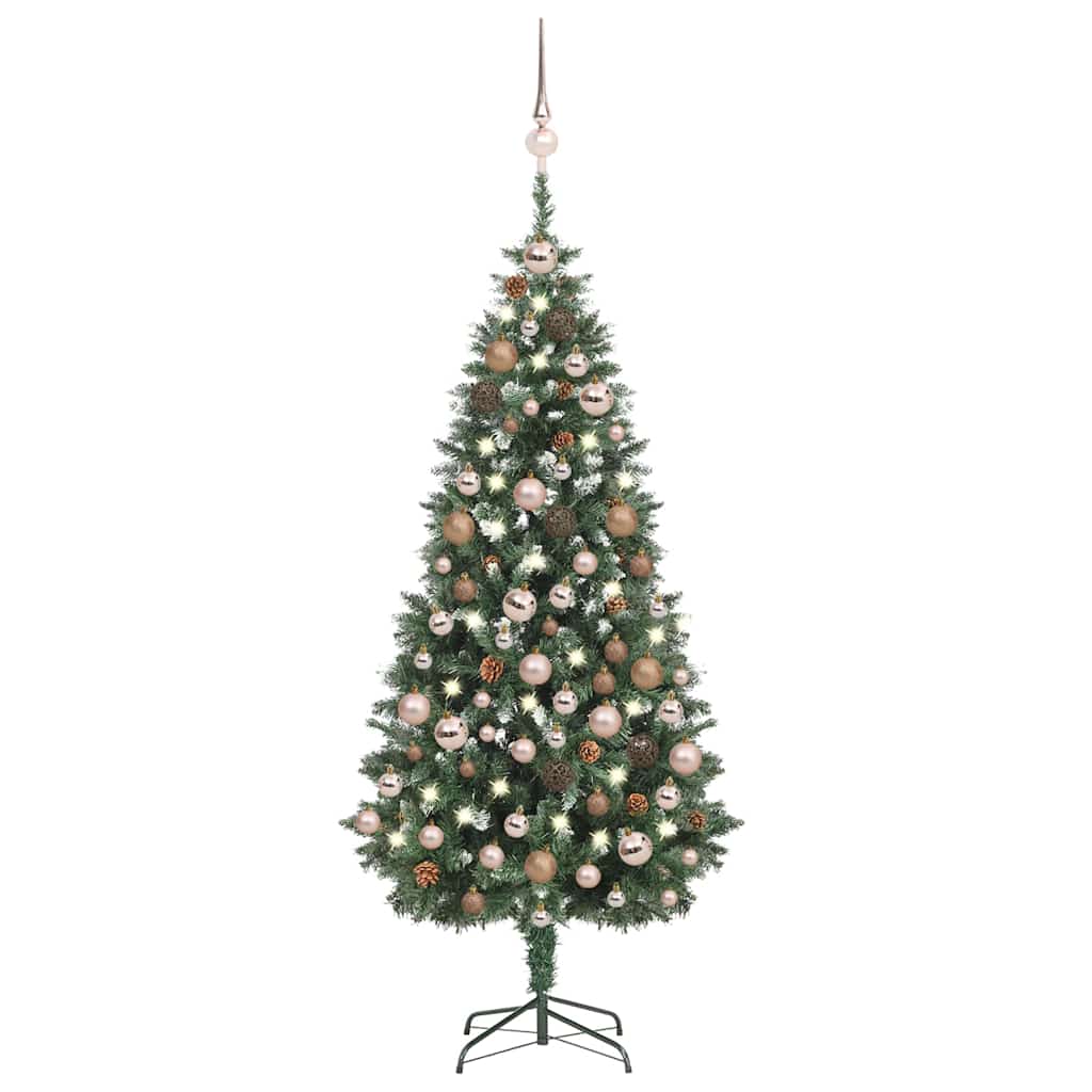 Härmas valgustusega kunstkuusk kuulide ja käbidega 180 cm