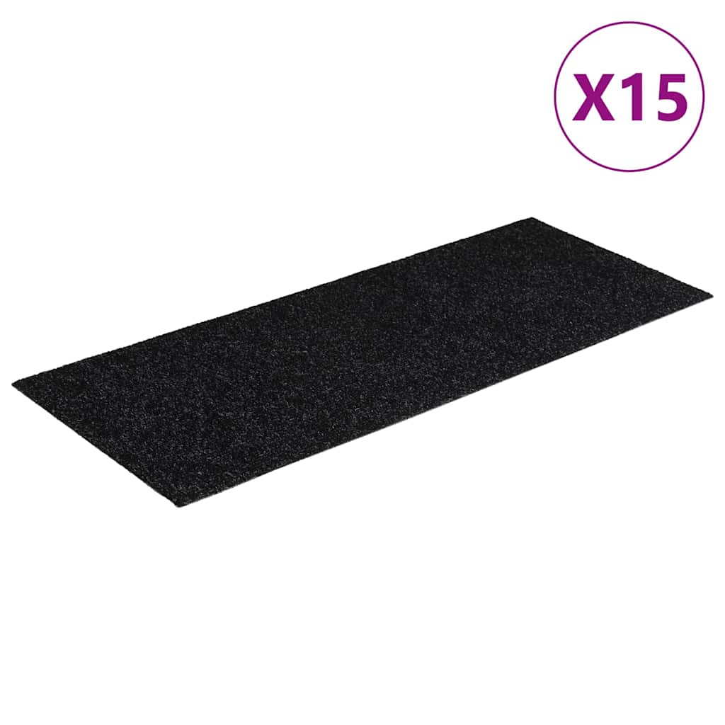 Isekleepuvad trepimatid, 15 tk, 60 x 25 cm, mustad, ristkülikukujulised