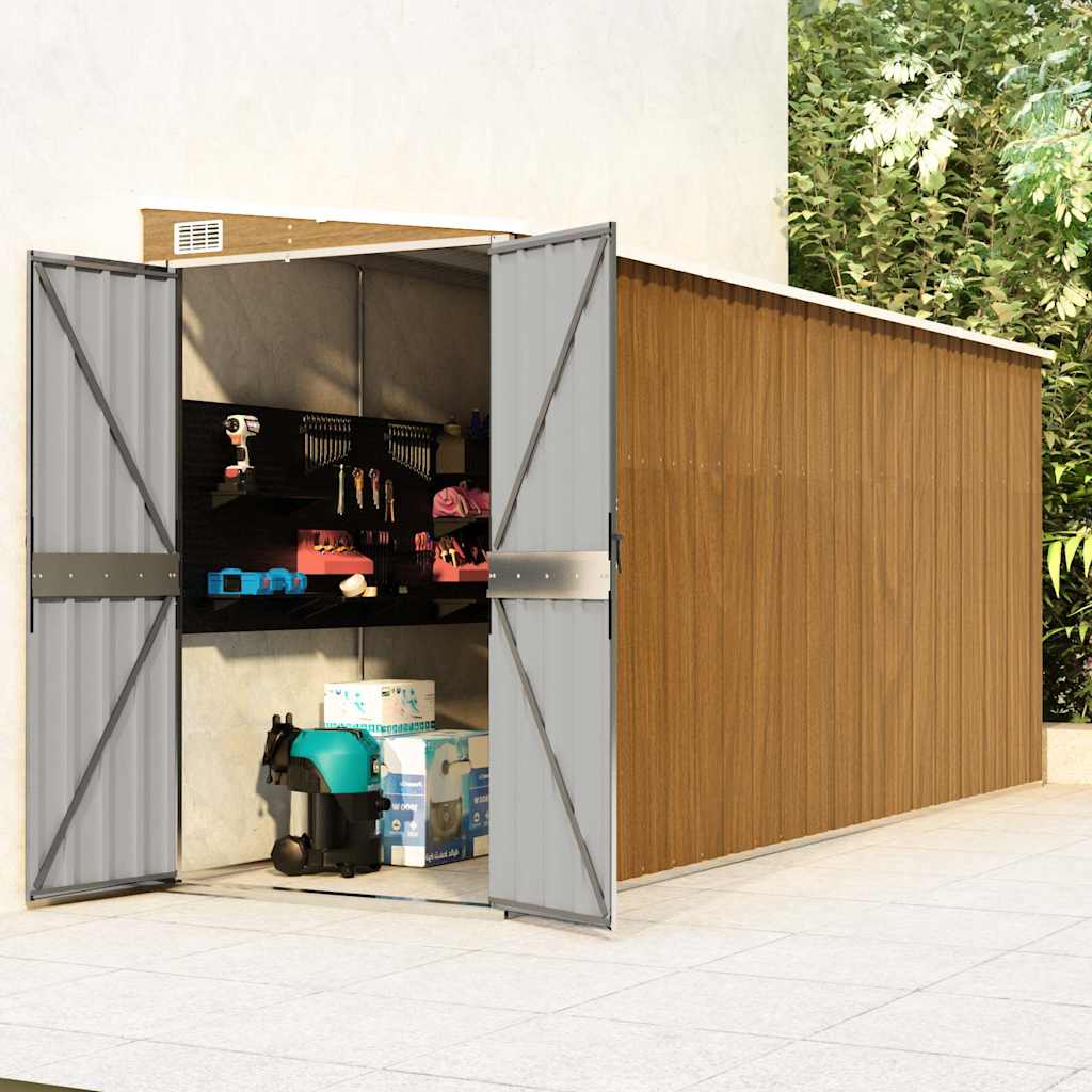 Seinale kinnitatav aiakuur, pruun, 118 x 382 x 178 cm, tsingitud teras