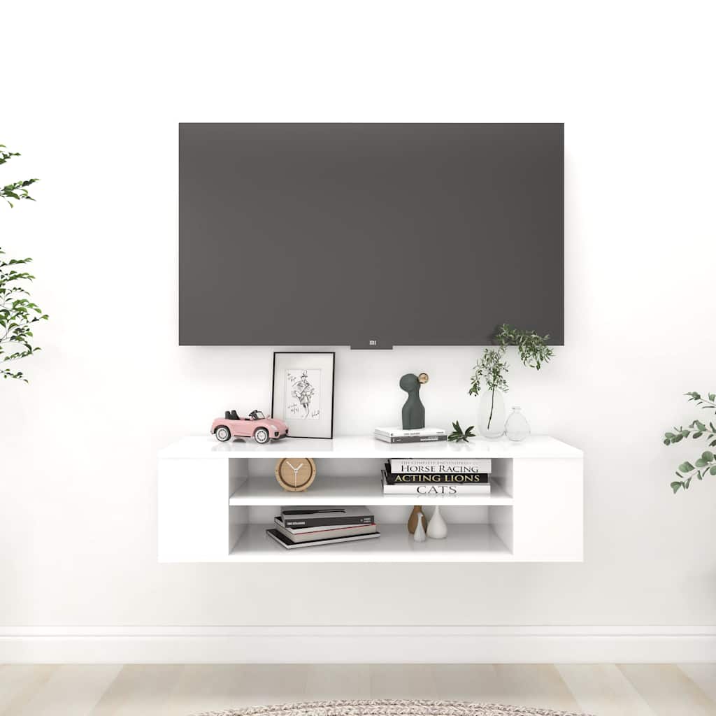 Rippuv TV-kapp, valge, 100x30x26,5 cm, tehispuit