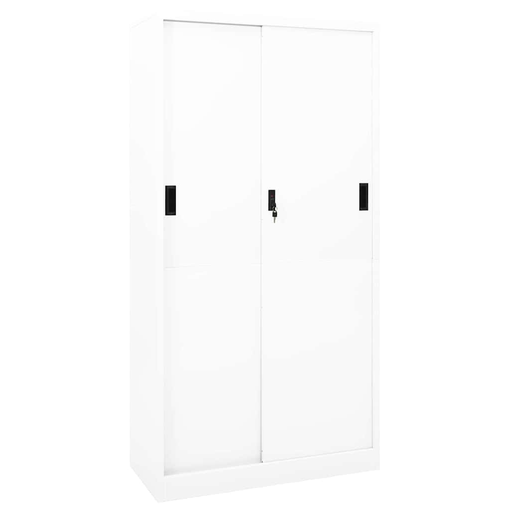 Kontorikapp liuguksega, valge, 90 x 40 x 180 cm, teras