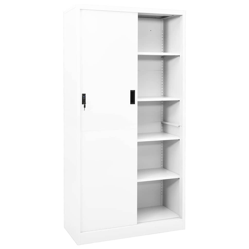 Kontorikapp liuguksega, valge, 90 x 40 x 180 cm, teras