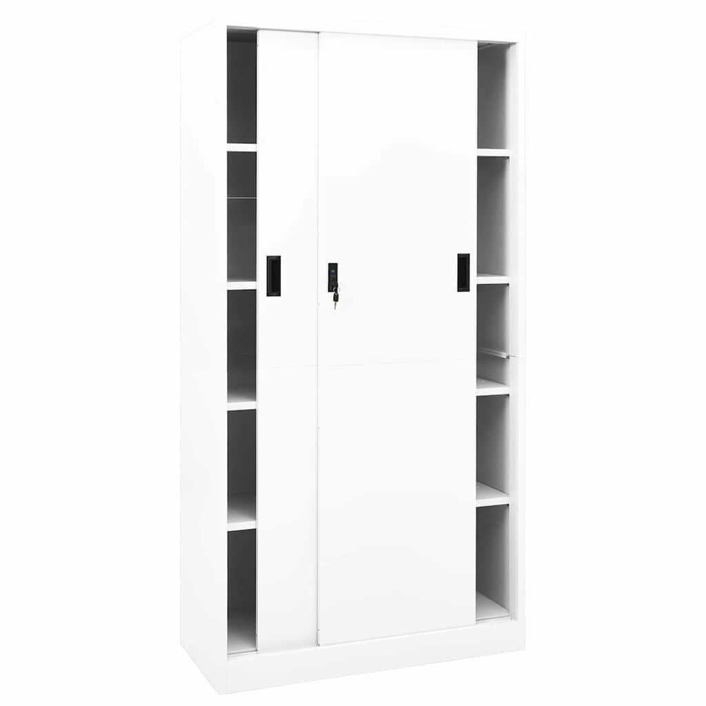 Kontorikapp liuguksega, valge, 90 x 40 x 180 cm, teras